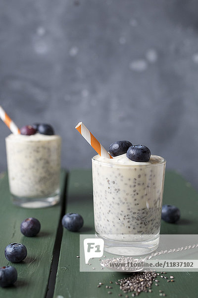 Smoothie with blueberries and chia seeds