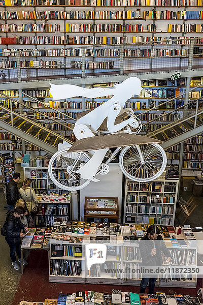 'Ler Devagar bookshop  which means Read Slowly  situated in a former printing factory at LX Factory; Lisbon  Portugal'