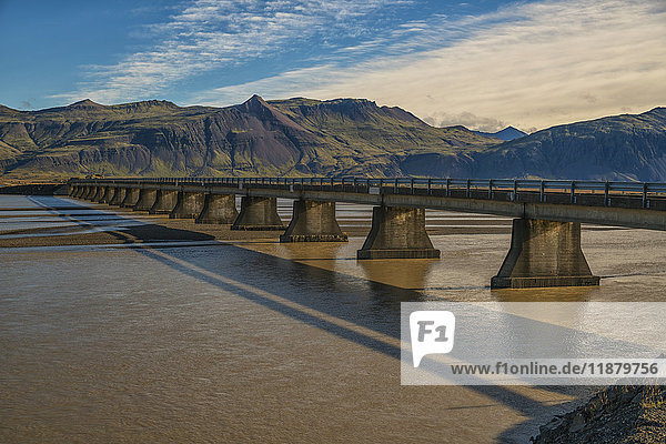 'Bridge over a glacial river along the South coast of Iceland; Iceland'