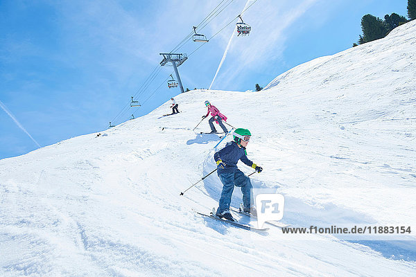 Family on skiing holiday  Hintertux  Tirol  Austria
