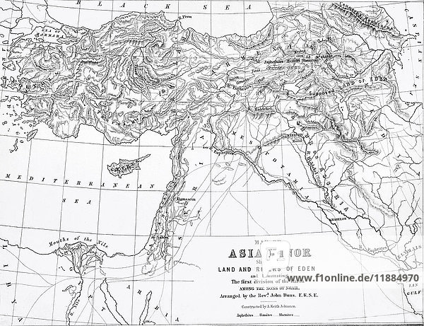 The Self-Interpreting Family Bible  Brown  Rev. John. Circa 1880. Line block etching  map of Asia Mi