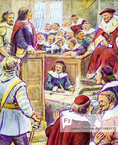 Magic lantern hand coloured slide circa 1900. A Pilgrim’s Progress by John Bunyan. The Trial of Chri