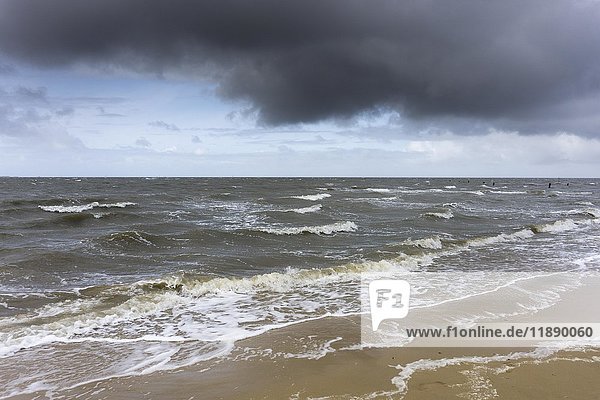 Dark clouds over the North Sea  Lower Saxon Wadden Sea National Park  Cuxhaven  Lower Saxony  Germany  Europe