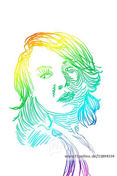 Digitale Zeichnung von Kopf und Schultern Portrait einer jungen erwachsenen Frau