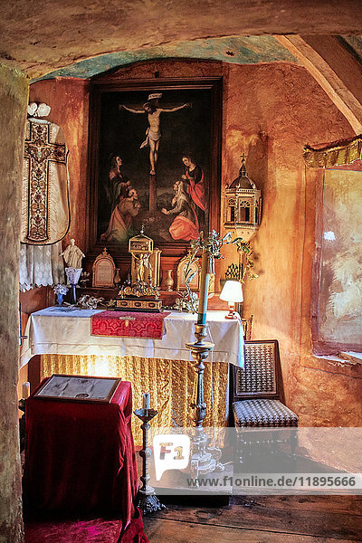 Europa  Frankreich  Okzitanien  Aveyron  Du Bosc Castel  Haus der Familie Toulouse-Lautrec  Innenseite der Kapelle
