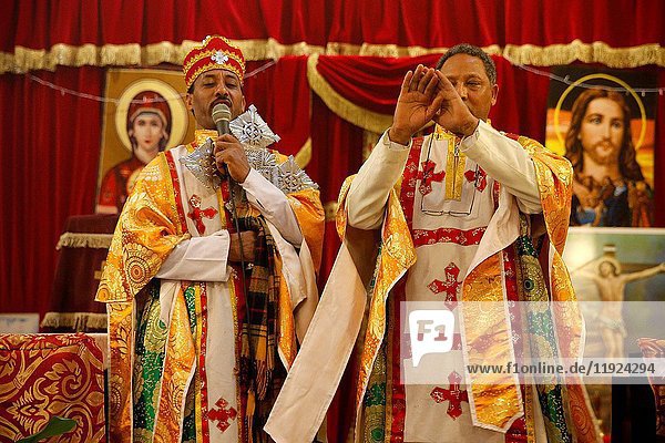 Sunday celebration in Kidane Mhret coptic Erytrean church.