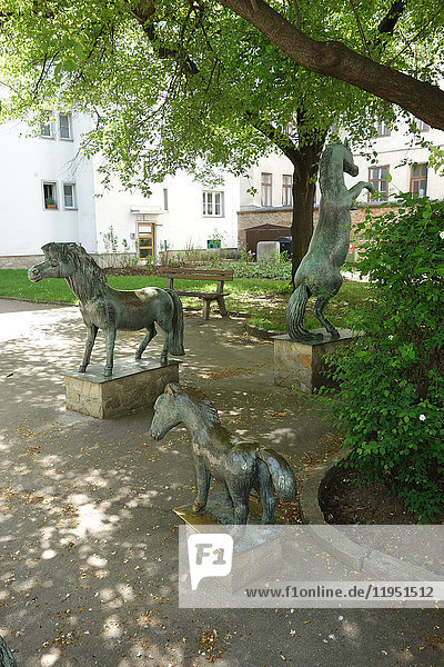 Austria  Vienna  horse statues in urban park