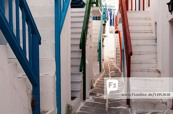 Schritte zu den Häusern,  Stadt Mykonos,  Kykladen,  Griechenland