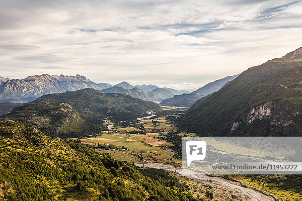 Mountain valley landscape  Futaleufu  Los Lagos region  Chile