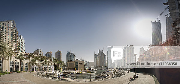 United Arab Emirates  Dubai  Panoramic View of Dubai Marina from its north-eastern tip