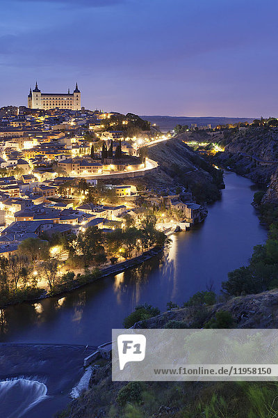 View over Tajo River at Alcazar  UNESCO World Heritage Site  Toledo  Castilla-La Mancha  Spain  Europe