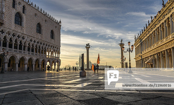 View across St Mark's Square  Venice  Italy  at sunrise.