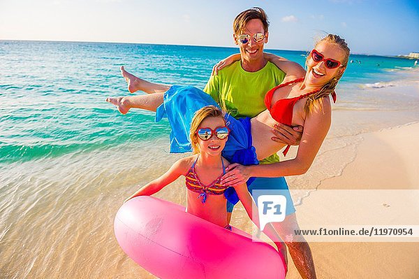 Family on the beach. Aruba,  Caribbean