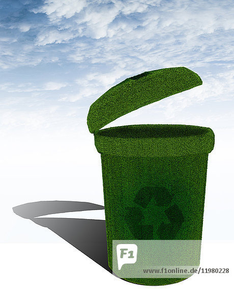 Gras  das eine Recycling-Tonne darstellt  Illustration.