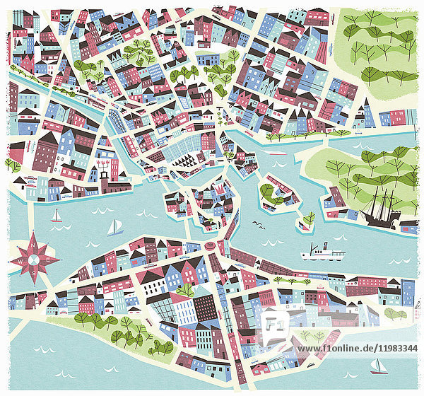 Illustrierte Karte von Stockholm  Schweden
