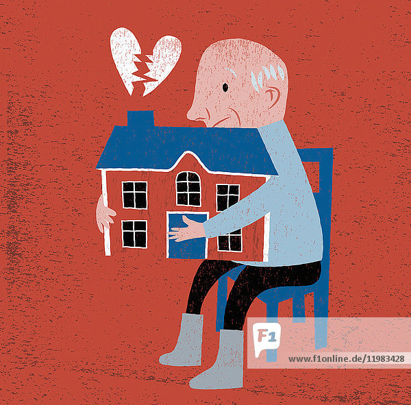 Elderly with broken heart holding on to house