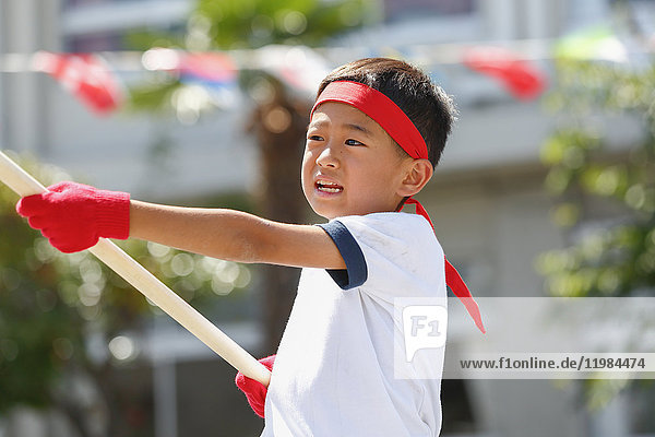 Japanese kid during school sports day