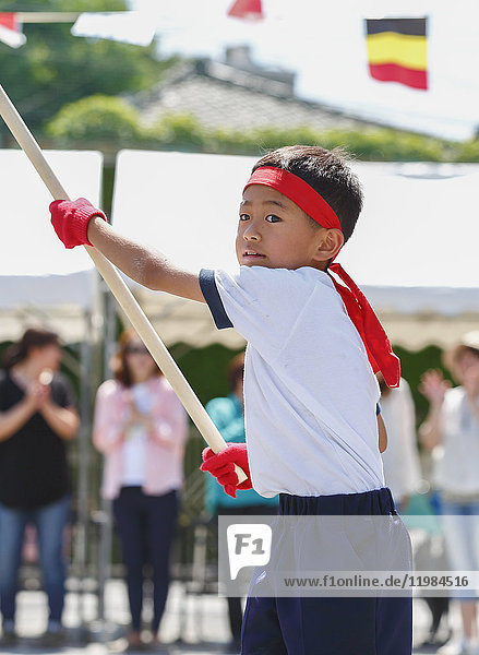 Japanese kid during school sports day