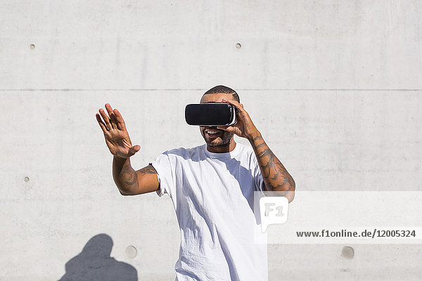 Man wearing Virtual Reality Glasses