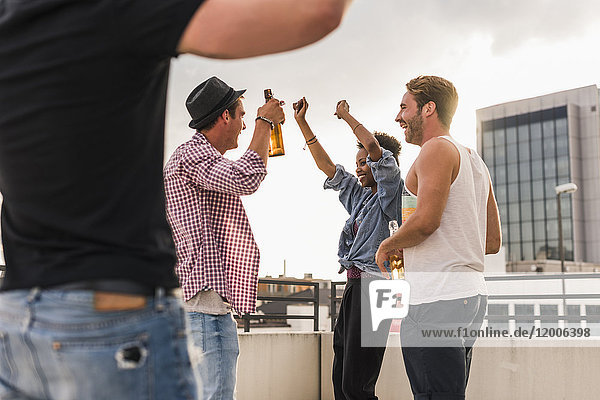 Friends having a rooftop party