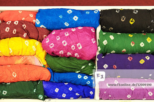 Piles of multicolor fabric