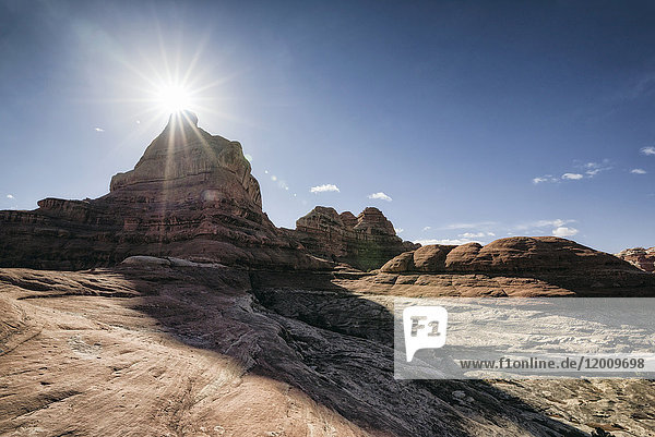 Sonne über der Wüste in Moab  Utah  Vereinigte Staaten
