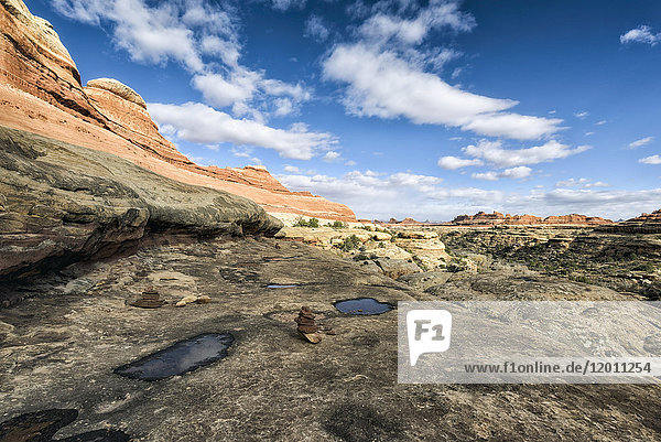 Clouds in blue sky over desert in Moab Utah United States