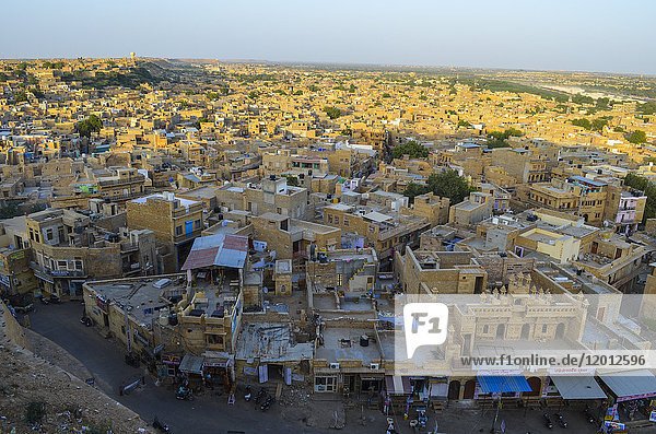 Aerial view of town in Rajasthan India.