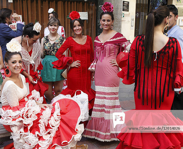 Spain  Andalusia  Seville  Fair  Feria de abril  people  festival  traditional dress  women