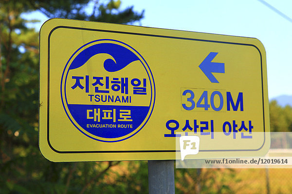 Südkorea. Gebiet Gangwon. Tsunami-Sicherheit