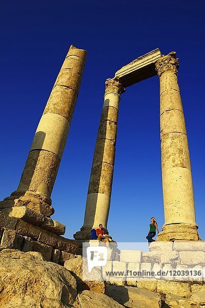 The Temple of Hercules at the Citadel  Amman  Jordan  Asia