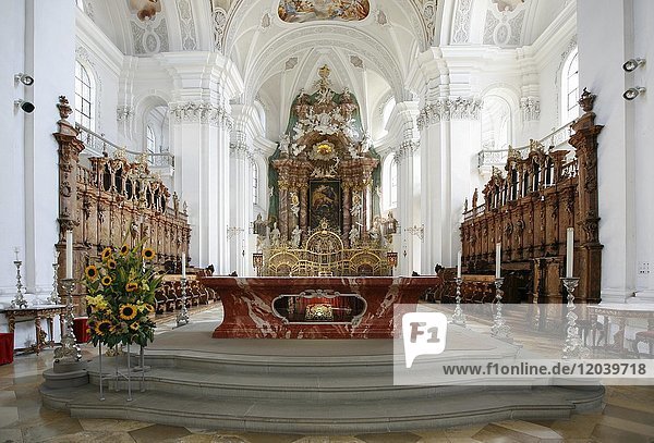 Altar room  St Martin Basilica  Abbey  Weingarten Monastery  Baden Württemberg  Germany  Europe