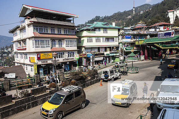 Stadtzentrum von Gangtok  Sikkim  Indien  Asien