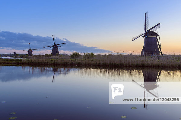 Windmills at Dawn Kinderdijk South Holland Netherlands