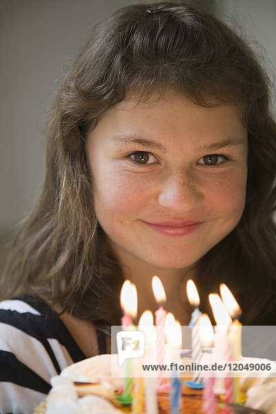 Portrait of Girl with Birthday Cake