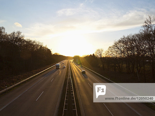 Freeway at Sunset  North Rhine-Westphalia  Germany