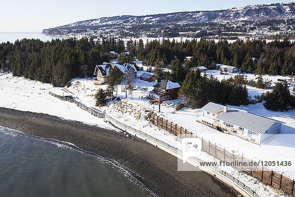 Luftaufnahme von Ocean Drive und Sea Wall  Homer  Süd-Zentral-Alaska  USA