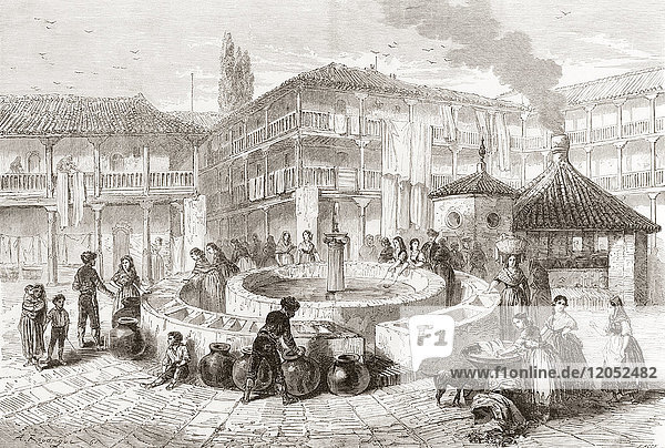 Der Corral del Conde  Sevilla  Andalusien  Spanien im 19. Jahrhundert. Aus Album-Evenement  Prime du Journal L'Evenement  veröffentlicht 1865.