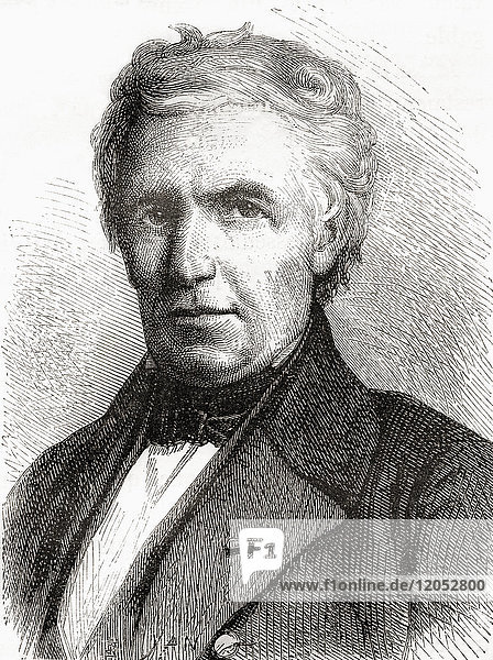 Marc Seguin  1786 - 1875. Französischer Ingenieur  Erfinder der Hängebrücke aus Drahtseilen und des mehrröhrigen Dampfmaschinenkessels. Aus Les Merveilles de la Science  veröffentlicht 1870.