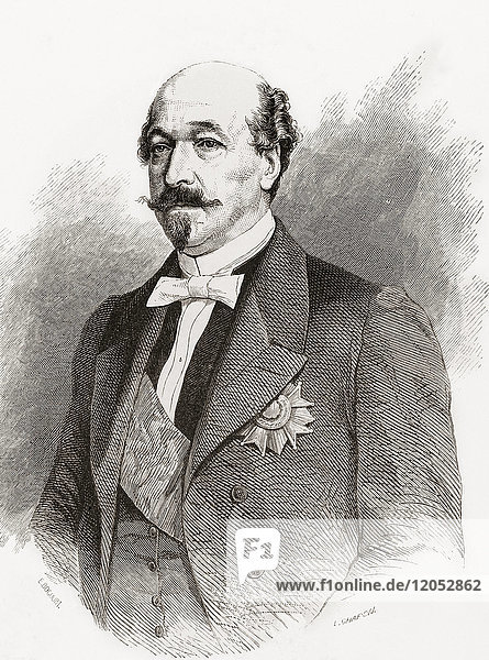 Charles Auguste Louis Joseph Demorny oder de Morny  1er Duc de Morny  1811 - 1865. Französischer Staatsmann. Aus Album Evenement  Prime du Journal L'Evenement  veröffentlicht 1865.