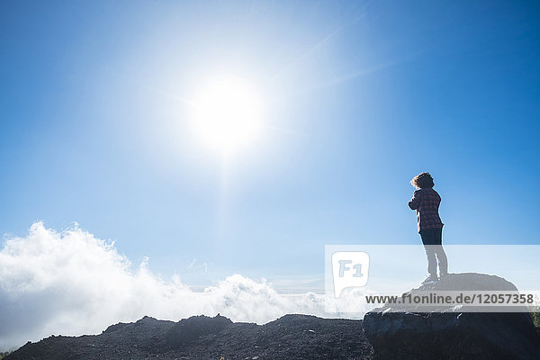 Spain  Tenerife  woman on El Teide vulcano