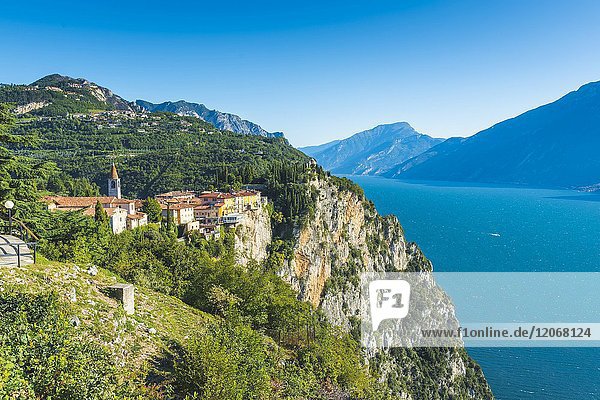 Tremosine lake Garda Brescia district Lombardy Italy.
