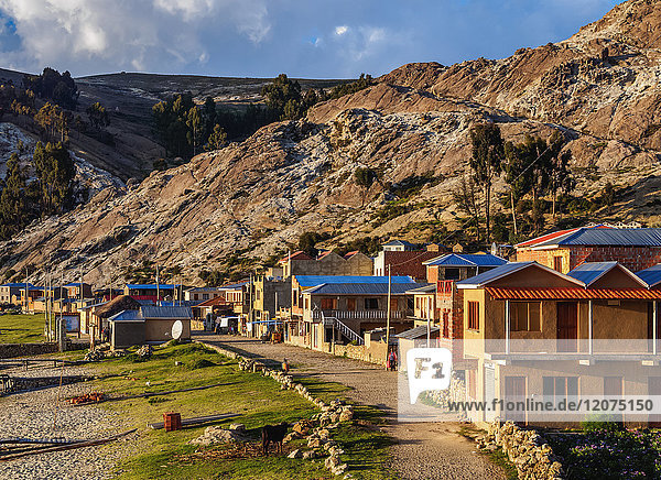 Dorf Challa Pampa  Blick von oben  Insel der Sonne  Titicacasee  Departement La Paz  Bolivien  Südamerika