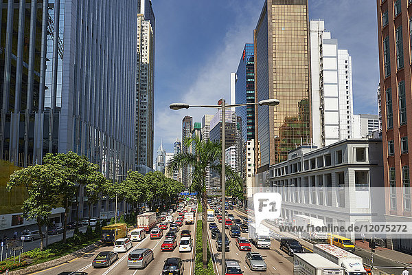 View of business district from Hennessy Road  Wan Chai  Hong Kong  China  Asia