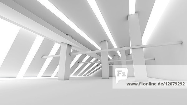 Weißer futuristischer Raum  3D-Rendering