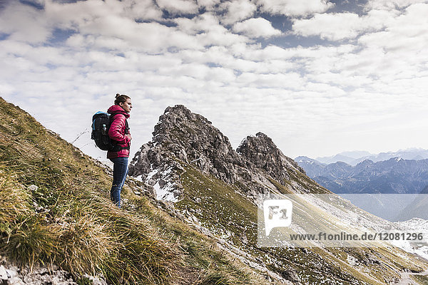 Germany  Bavaria  Oberstdorf  hiker in alpine scenery