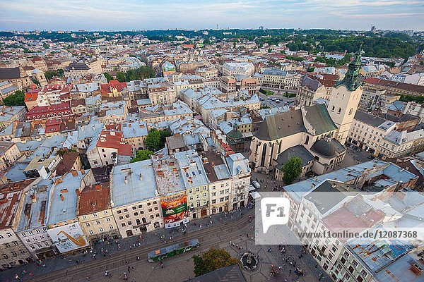 View over the old town of Lviv  Ukraine.