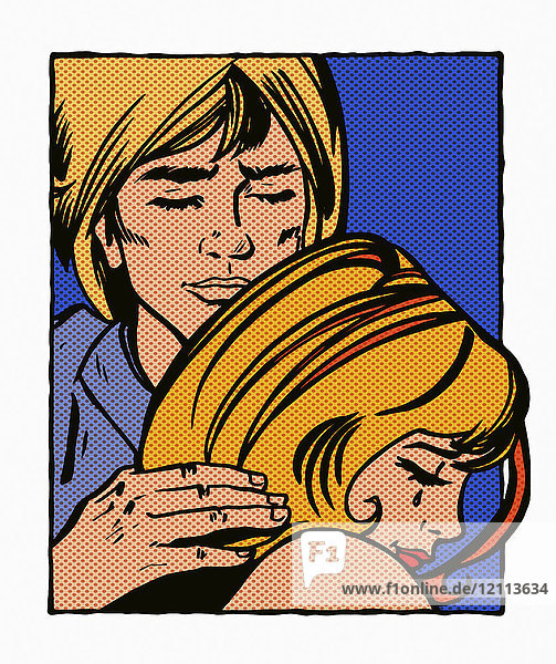Mann tröstet weinende Freundin