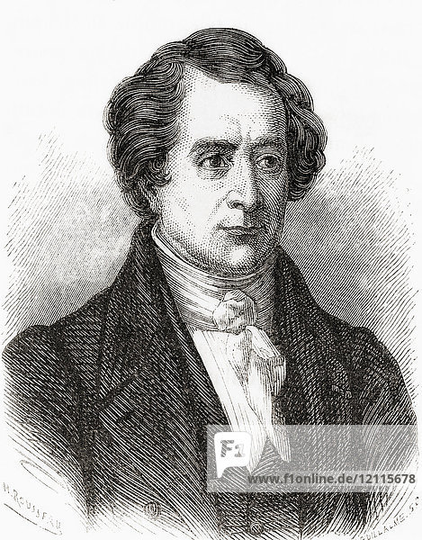 Dominique François Jean Arago  alias François Arago  1786 - 1853. Französischer Mathematiker  Physiker  Astronom  Freimaurer  Anhänger der Carbonari und Politiker. Aus Les Merveilles de la Science  veröffentlicht 1870.