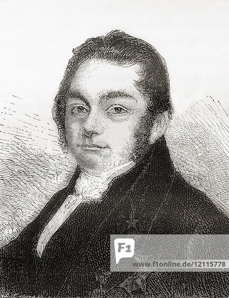 Baron Jöns Jacob Berzelius  1779 - 1848. Schwedischer Chemiker. Aus Les Merveilles de la Science  veröffentlicht 1870.